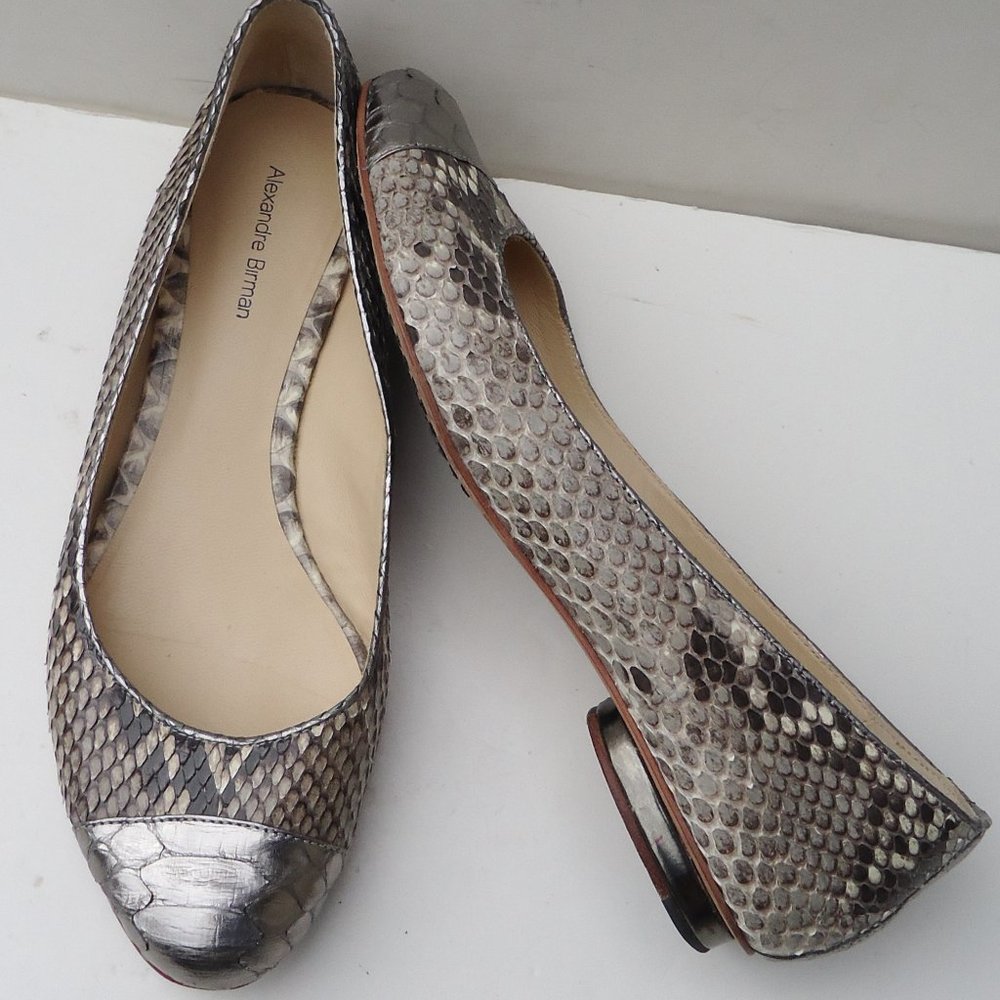 Size 8. Alexandre Birman Python Leather Flat Shoe… - image 1